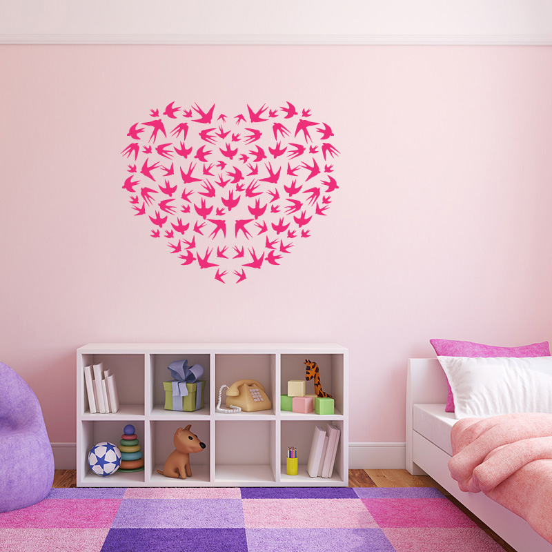 Sticker mural Romantique Violet Fleurs Mur Autocollant Maison