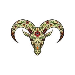 T&ecirc;te d'antilope en motifs fleuris