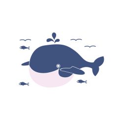 Baleine et ses petits poissons