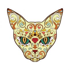 T&ecirc;te de chat orn&eacute;e d'arabesques