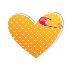 Coeur jaune &eacute;pingl&eacute;