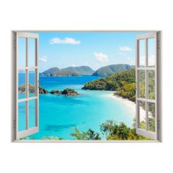 Fen&ecirc;tre avec vue sur des &icirc;les paradisiaques