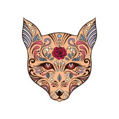 Tête de renard en motifs fleuris