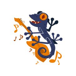 L&eacute;zard qui joue de la guitare