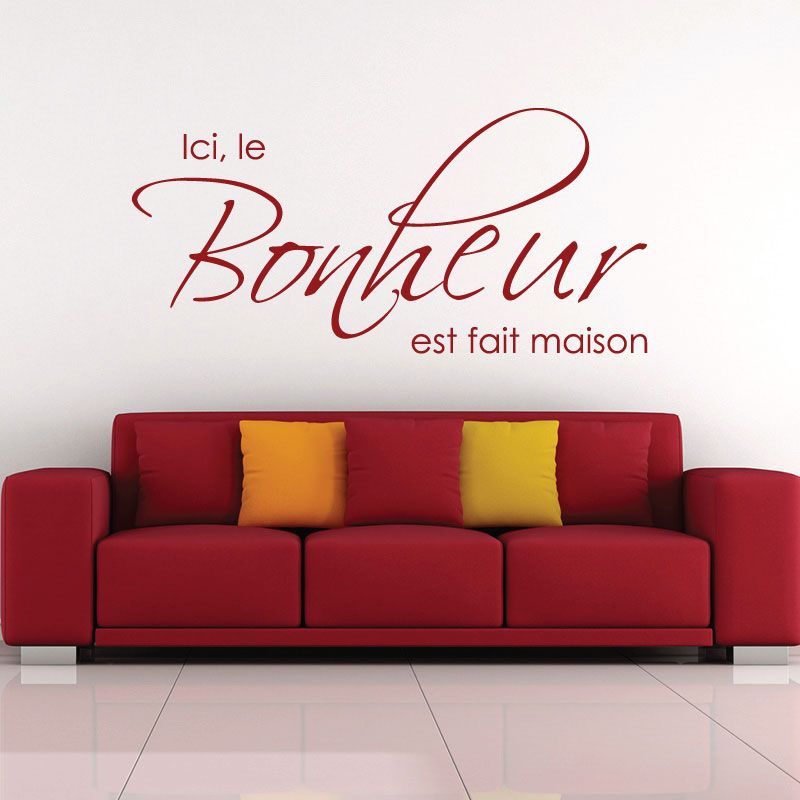 Ici le bonheur est fait maison - Stickers citation décoration murale