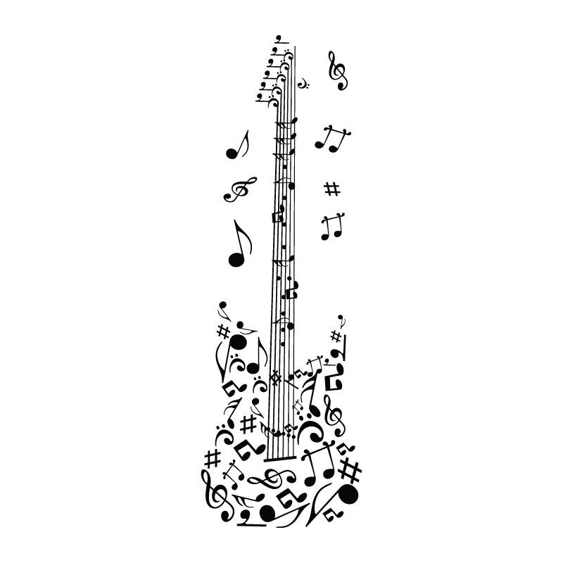 Stickers Guitare Seche - Autocollant muraux et deco