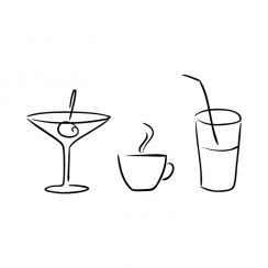 Tasse, verre et cocktail