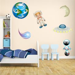 Astronaute et robot dans l'espace