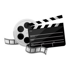 Bobine de film et clap de cinema