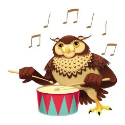 Hibou qui joue du tambour