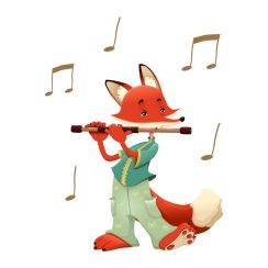 Renard &agrave; la fl&ucirc;te traversi&egrave;re