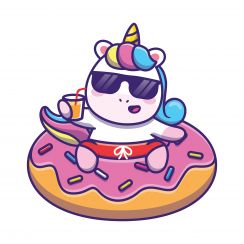 Licorne et sa bouée donut